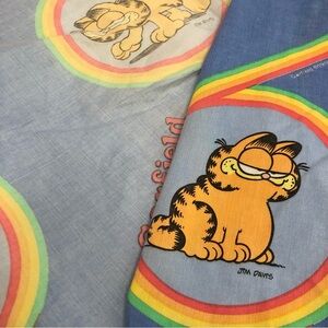Vintage Garfield Rainbow Fitted Blue Sheet Twin